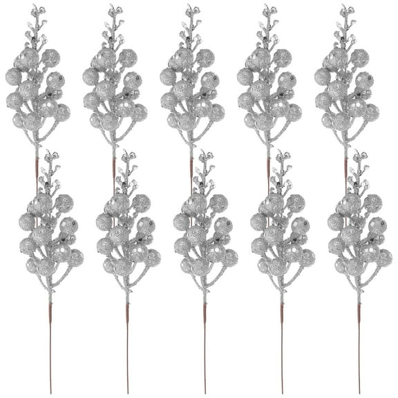 Dytern Winter,10pcs Artificial Berry Stems Glitter Fake Berry Branch for Christmas Tree Wreath Decorations