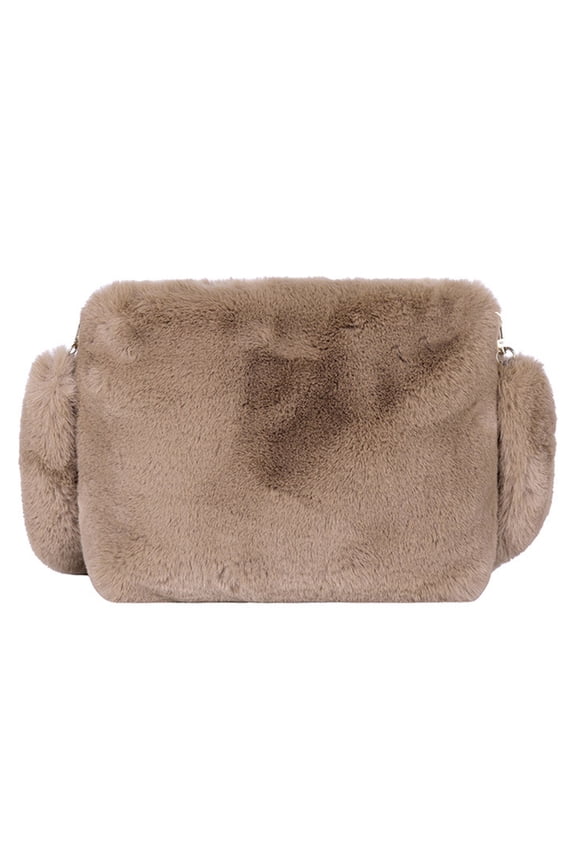 Winter,1Pc Plush Shoulder Bag Large Capacity Bag Chic Messenger Bag Storage Bag