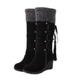 thumbnail image 1 of Dytern Winter,Women High Boots Fashion Slipsole High Boots Girl Tassel Boots Winter Snow Boots (Black Size 39), 1 of 10