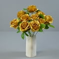thumbnail image 1 of Dytern Xmas 1 Bunch Artificial Roses Flowers Lifelike Fake Rose 10 Heads Rose Bouquet Wedding Decoration, 1 of 10