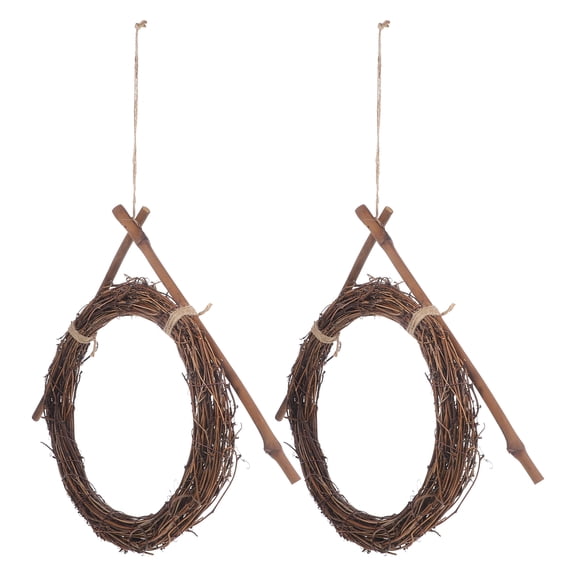 Dytern 2-Pack Rattan Wreath Frames for Hanging Decorations, Christmas Garland Craft Supplies, Rustic Holiday Wreath Base