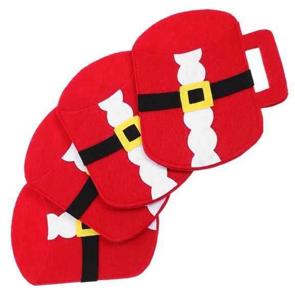 Dytern Xmas 4pcs Christmas Cutlery Pouch Silverware Bag Spoon and Fork Bag Water Cup Shape Cutlery Pouch