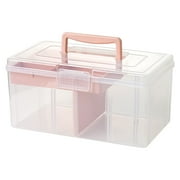 Dytern craft box organizer Clear Plastic Storage Box with Handle Portable Craft Organizer for Sewing Supplies Storage Container Art Craft Storage Case,11.42X6.3X5.71