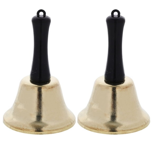 Dytern handbell toy 2Pcs Christmas Metal Hand Bell Wood Handle Xmas Santa Hand Bell For Kids Christmas School Wedding Holiday Festival Supplies Golden,1.57"X1.57"X2.36"
