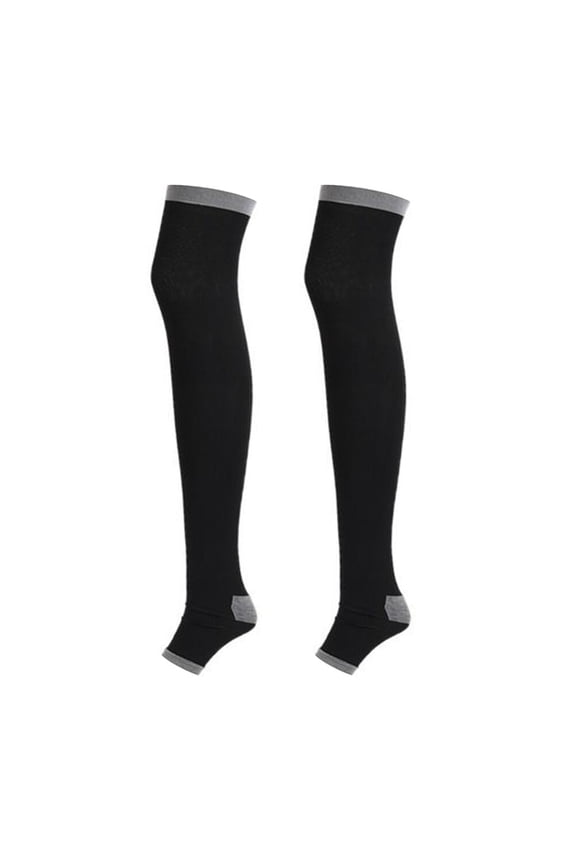 thigh high Women Compression Socks Open Toe Socks Opaque Over The Knee Long Stockings for Recovery Swelling, Running, Flight Travel, Blood Circulation,31.5"X3.54"X0.12"