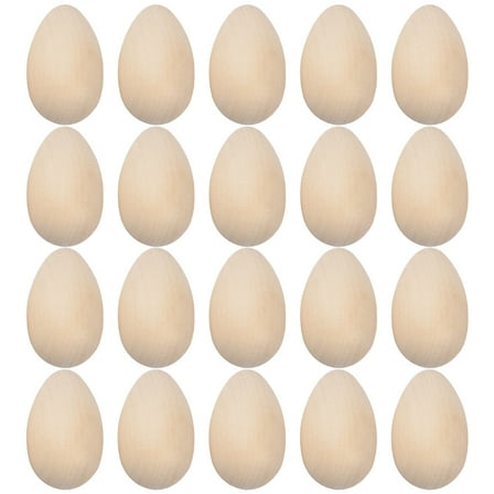 Dytern wooden egg 20pcs DIY Unfinished Wooden Egg Easter Decorations Egg Shape Graffiti Painting Toys,1.3"X0.83"X0.83"