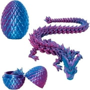Dyues 3D Printed Dragon in Egg, Full Articulated Dragon Crystal Dragon with Dragon Egg, Home Office Decor Executive Desk Toys, Adults Fidget Toys,12Inch,Laser Purple