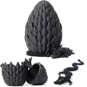 Dyues 3D Printed Dragon Egg - New Fidget Toy with Flexible Animal, 3D Printed Gift,Figurine Decor, Executive Desk Toy, Easter Basket StuffersBlack