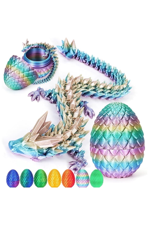 3D Printed Dragon Eggs with Dragon Inside,Mystery Crystal Dragon in Egg,Executive Dragon Egg Gifts for Kids,Articulated Dragon,Adults Fidget Toys for Autism ADHD,Random Rainbow