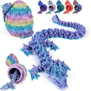 Dyues Dragon in Egg,3D Printed Dragon Egg,Dragon Eggs with Dragon Inside,Crystal Dragon Fidget Toys,Full Articulated Dragon Crystal Dragon in Egg Multi-Color