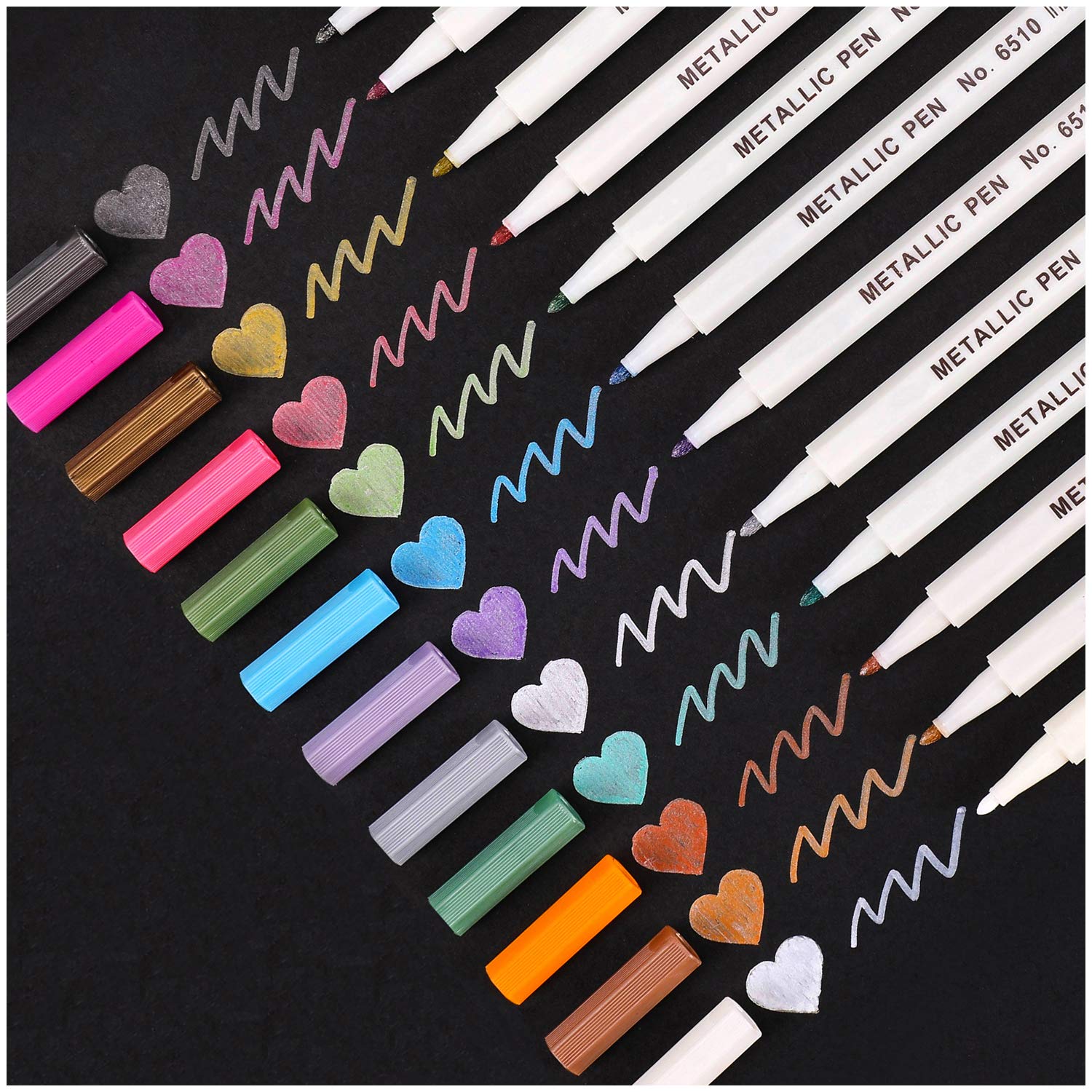 Dyvicl Metallic Marker Pens, 12 Colors Hard Fine Tip Metallic Markers