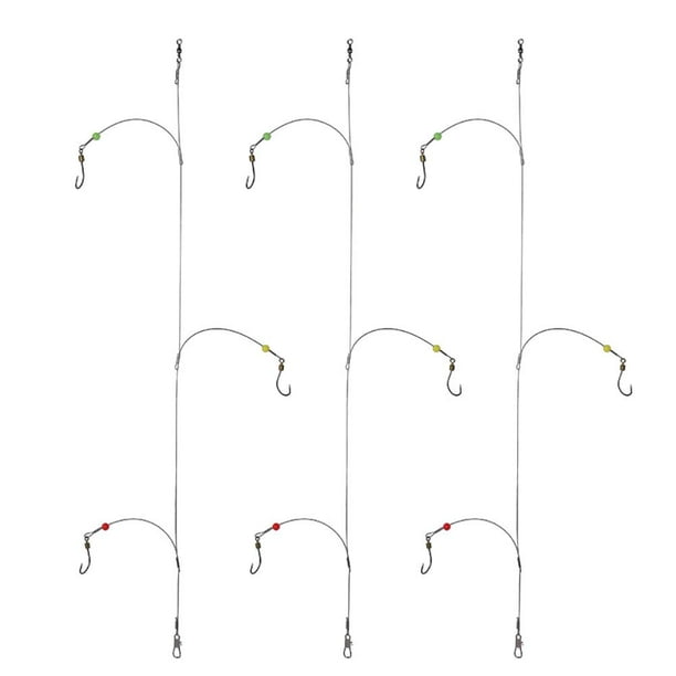 Dyxssm Fishing Hooks with Leader Rigging, Fishing Hook Line Stainless Steel Fishing Rigs Wire
