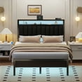 thumbnail image 1 of Dyzmo Queen Size Bed Frame with Headboard and Footboard, Metal Platform Bed Frame with Smart LED Lights, Heavy Duty Metal Support, No Box Spring Needed, Easy Assembly, Black Oak, 1 of 8