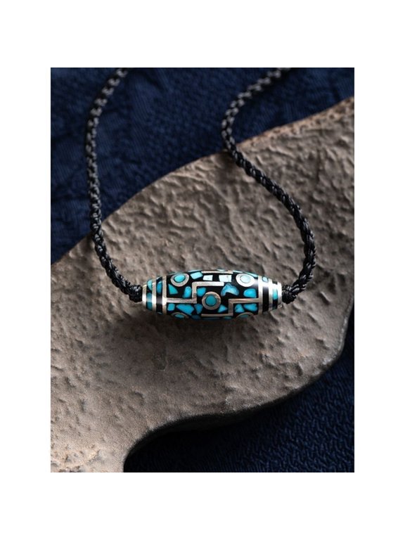 Dzi Bead Necklace Adjustable Spiritual Jewelry Symbolic Gift Men Women