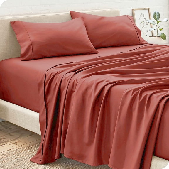 Dzire Linen High Kotton 1000 Thread Count 10 inch Deep Pocket 3 PCs Fitted Sheet Set 100% Egyptian Cotton Solid Pattern Brick Red|Cal -King