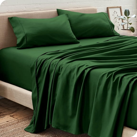 Dzire Linen High Kotton 1000 Thread Count 10 inch Deep Pocket 3 PCs Fitted Sheet Set 100% Egyptian Cotton Solid Pattern Forest Green| Queen