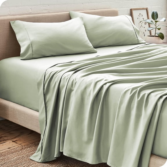 Dzire Linen High Kotton 1000 Thread Count 10 inch Deep Pocket 3 PCs Fitted Sheet Set 100% Egyptian Cotton Solid Pattern Light Sage| Full