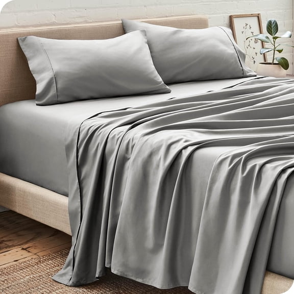 Dzire Linen High Kotton 1000 Thread Count 10 inch Deep Pocket 3 PCs Fitted Sheet Set 100% Egyptian Cotton Solid Pattern Silver Gray| Full