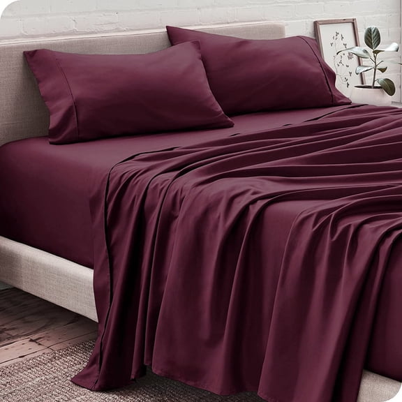 Dzire Linen High Kotton 1000 Thread Count 10 inch Deep Pocket 3 PCs Fitted Sheet Set 100% Egyptian Cotton Solid Pattern Wine| Queen