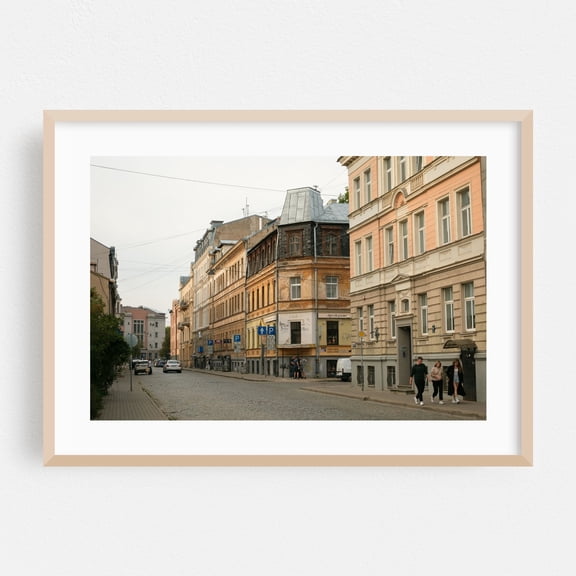 Dzirnavu iela, Riga 01 - Riga Latvia Photography Architecture Cityscape Street Photography Vintage Oak Framed Wall Art Print 5 x 7 inches