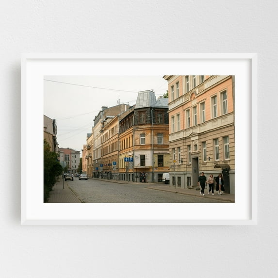 Dzirnavu iela, Riga 01 - Riga Riga Latvia Photography White Framed Wall Art Print 12 x 18 inches