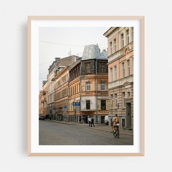 Dzirnavu iela, Riga 02 - Riga Latvia Photography Street Photography Architecture City Vintage Travel Poster Graffiti Oak Framed Wall Art Print 11 x 14 inches