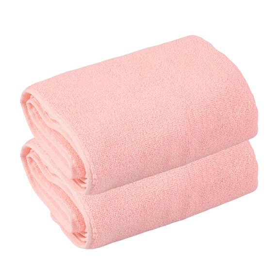 Dznils 100% Cotton Bath Hand Towels, Ultra Soft Absorbent, 13" x 30", Pink, 2 Count