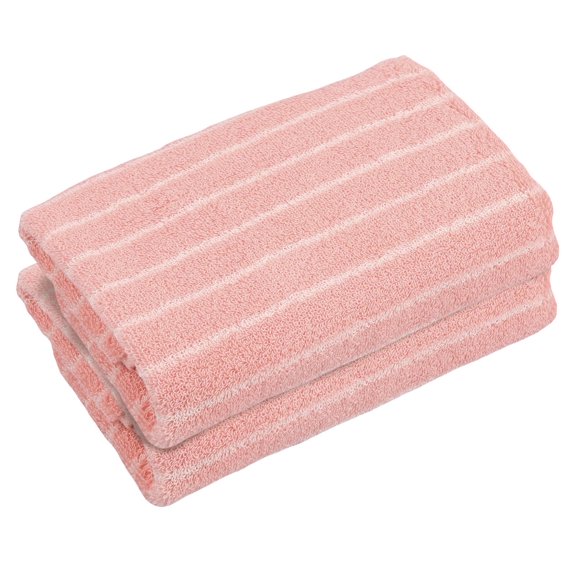 Dznils 100% Cotton Striped Hand Towels for Bathroom, Ultra Soft Absorbent, 13" x 30", Pink, 2 Count