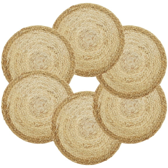 Dznils 12" Round Woven Straw Trivet Mats Heat Resistant Kitchen Hot Pads Hot Pot Holder, Set of 6