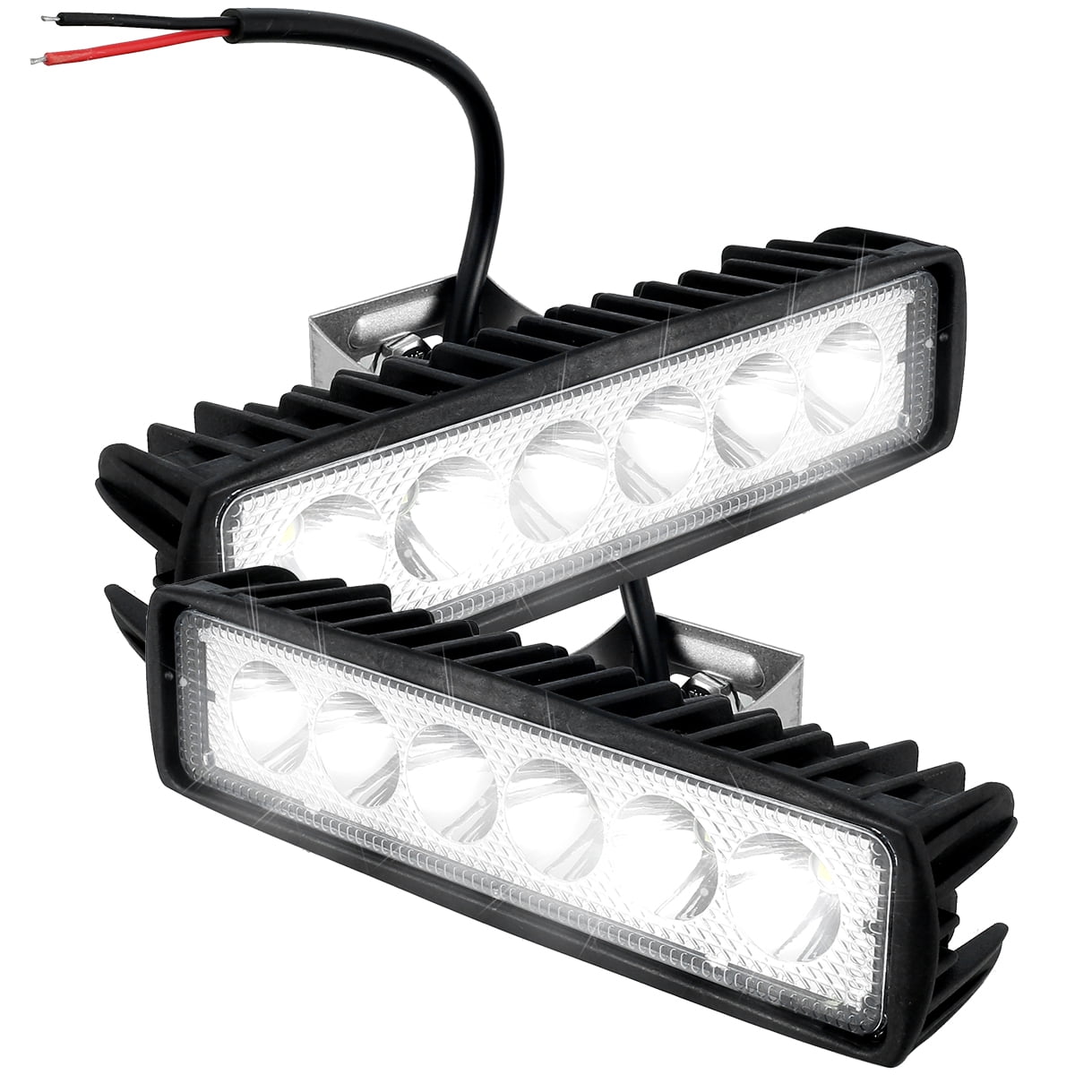 Dznils 2Pcs 12V Car LED Light Bar, 18W, 6000K, IP67, Super Bright for