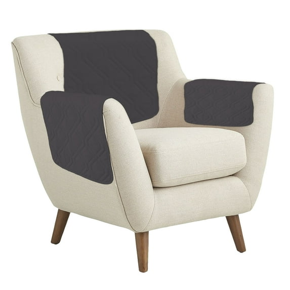 Dznils 3 Pcs Recliner Headrest Covers Polyester Couch Sofa Slipcover Furniture Protector, Dark Gray