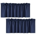 thumbnail image 1 of Dznils Rod Pocket Solid Blackout Kitchen Curtain Valance, Navy Blue, 52"W x 18"L, 2 Panel, 1 of 12