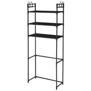 Dznils 3-Tier Over the Toilet Steel Storage Shelf, Bathroom Space Saver, with 4 Hooks, Black