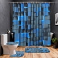 thumbnail image 1 of Dznils 3D Blue Cubes Shower Curtains and Bath Rug Set, Modern Fabric Bathroom Curtain Sets, 72" x 72", 1 of 9