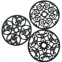 Dznils 3Pcs Silicone Trivet Mats Heat Resistant Kitchen Hot Pads Hot Pot Holder, Black
