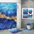 thumbnail image 1 of Dznils Marble Shower Curtain and Bath Rug Set, Modern Fabric Bathroom Curtain Sets, 72" x 72", Blue, 1 of 9