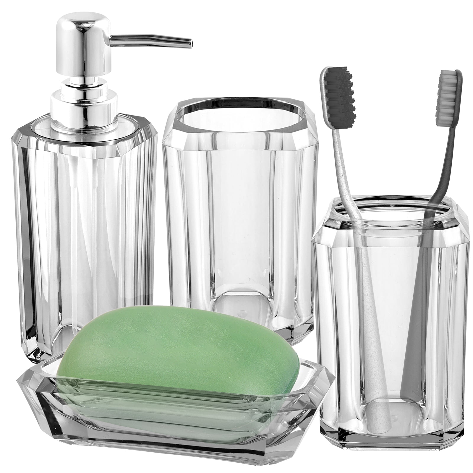 Dznils 4 Piece Acrylic Bathroom Accessories Set, Bathroom Decor Set ...