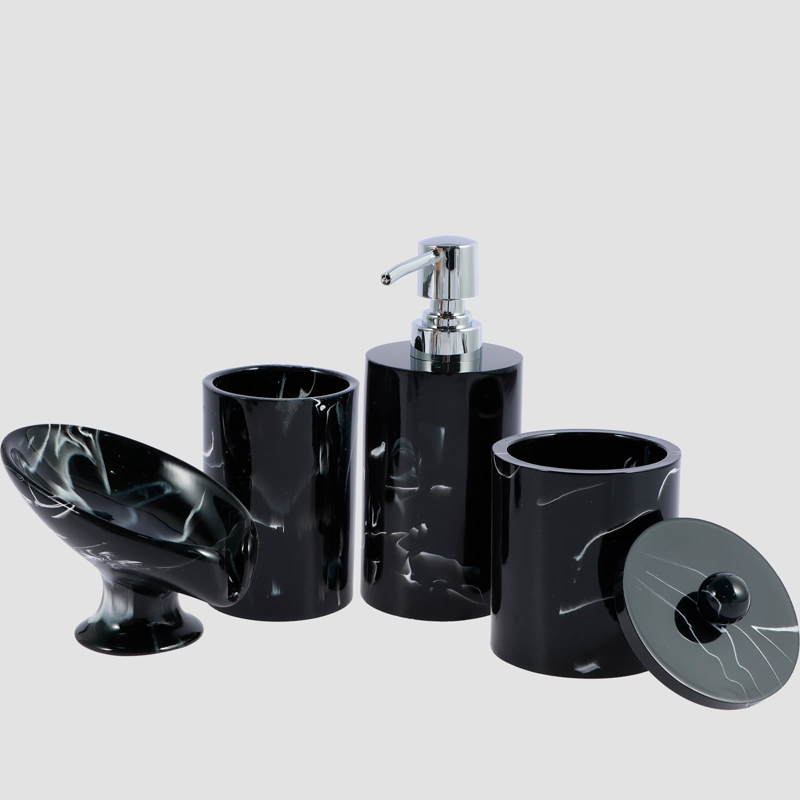 Dznils 4 Piece Marble Resin Bathroom Accessories Set, Bathroom Decor ...