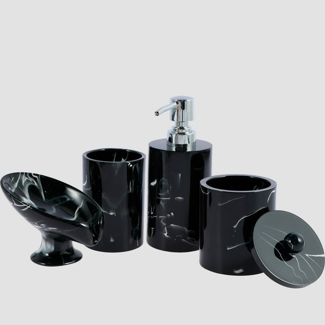 Dznils 4 Piece Marble Resin Bathroom Accessories Set, Bathroom Decor