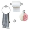 thumbnail image 1 of Dznils 4-Piece Wall Mount Steel Bath Hardware Set, Towel Ring, Toilet Paper Holder, Robe Hook, Silver, 1 of 11