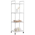 thumbnail image 1 of Dznils 4-Tier Metal Bathroom Storage Shelf Unit Space Saver, with Caster Wheels, White, 1 of 12