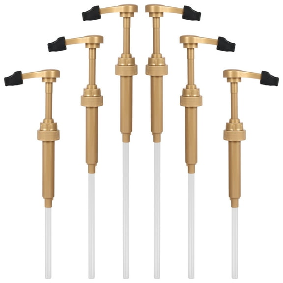 Dznils 6 Pack Coffee Syrup Pump Dispenser with Tip Cover for 750ml Bottles, Gold