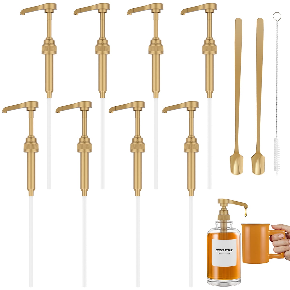 Dznils 8 Pack Simple Plastic Coffee Syrup Pump Dispenser for 750ml