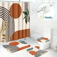 thumbnail image 1 of Dznils Abstract Boho Fabric Shower Curtain and Rug Set, 16pc Modern Bathroom Sets, Camel, 72" x 72", 1 of 9