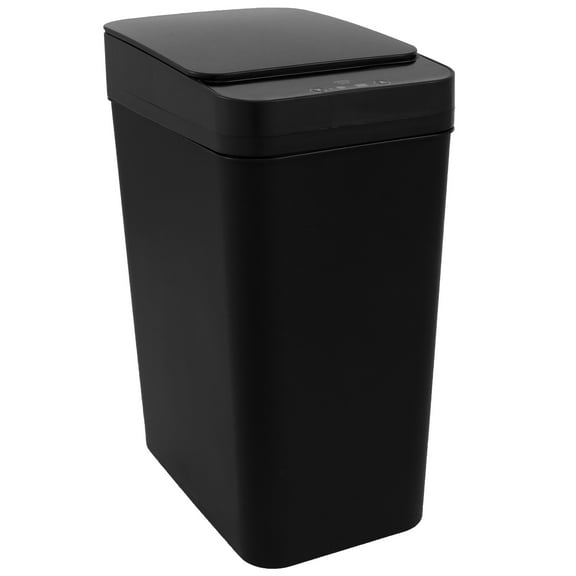 Dznils Automatic Bathroom Trash Can with Lid, 3.2 Gallon Touchless Small Plastic Garbage Bin, Black