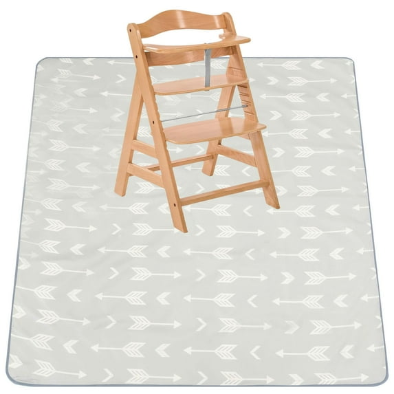 Dznils Baby Splat Mat for Under High Chair, Waterproof Non-Slip Floor Mat, 53" x 53", Gray Arrow