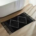 thumbnail image 1 of Dznils Black Boho Bathroom Rugs, Farmhouse Geometric Polyester Bath Mat with Tassel, 24" x 35", 1 of 13