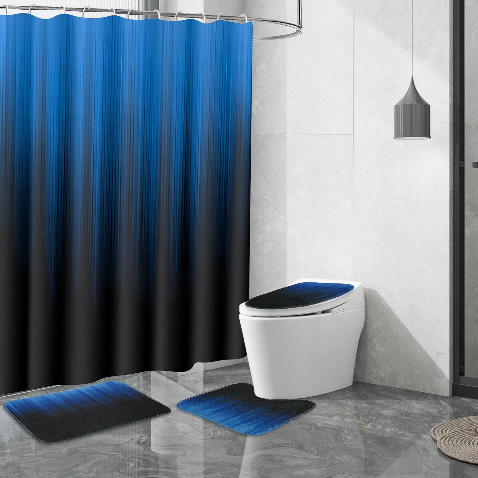 Black And Blue Shower Curtain