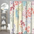 thumbnail image 1 of Dznils Boho Colorful Floral Fabric Shower Curtain, Watercolor Pattern with Hooks, 72" x 72", Beige, 1 of 12