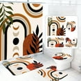 thumbnail image 1 of Dznils Boho Fabric Shower Curtain and Rug Sets, 16pc Modern Abstract Bathroom Curtain Sets, Brown, 72" x 72", 1 of 8